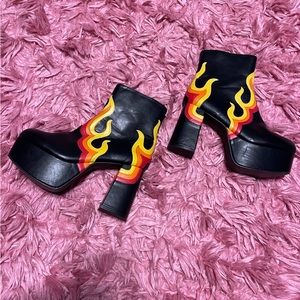 Dolls kill Current Moon platform flame ankle boots